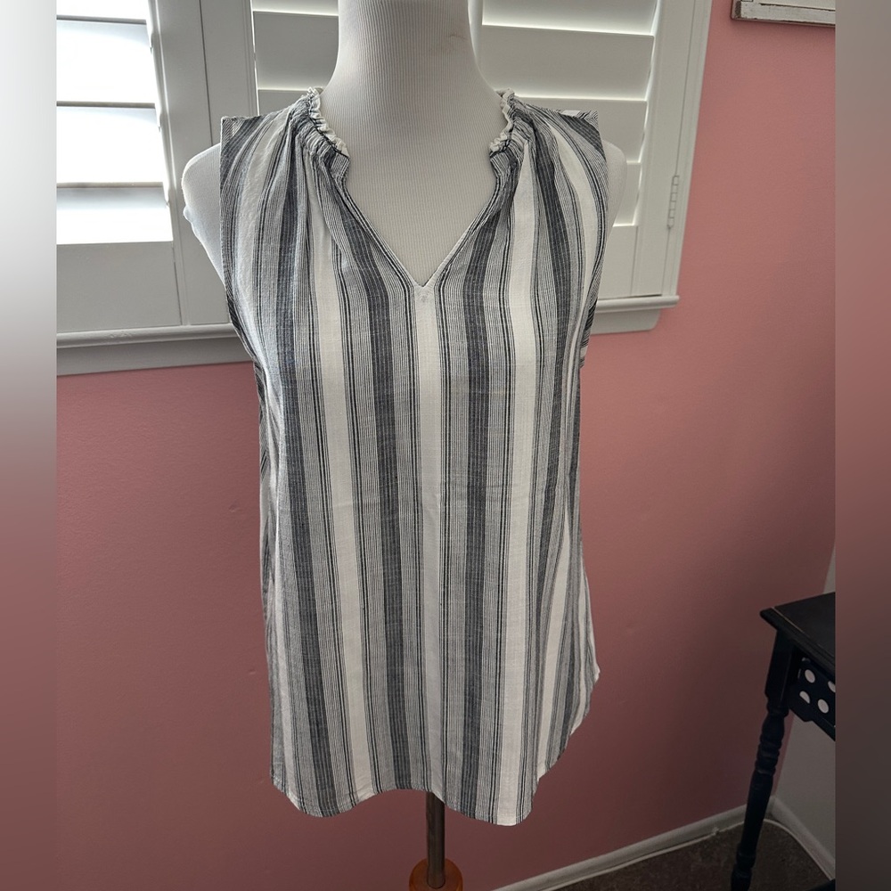 Sonoma Black and White Striped Top Size L